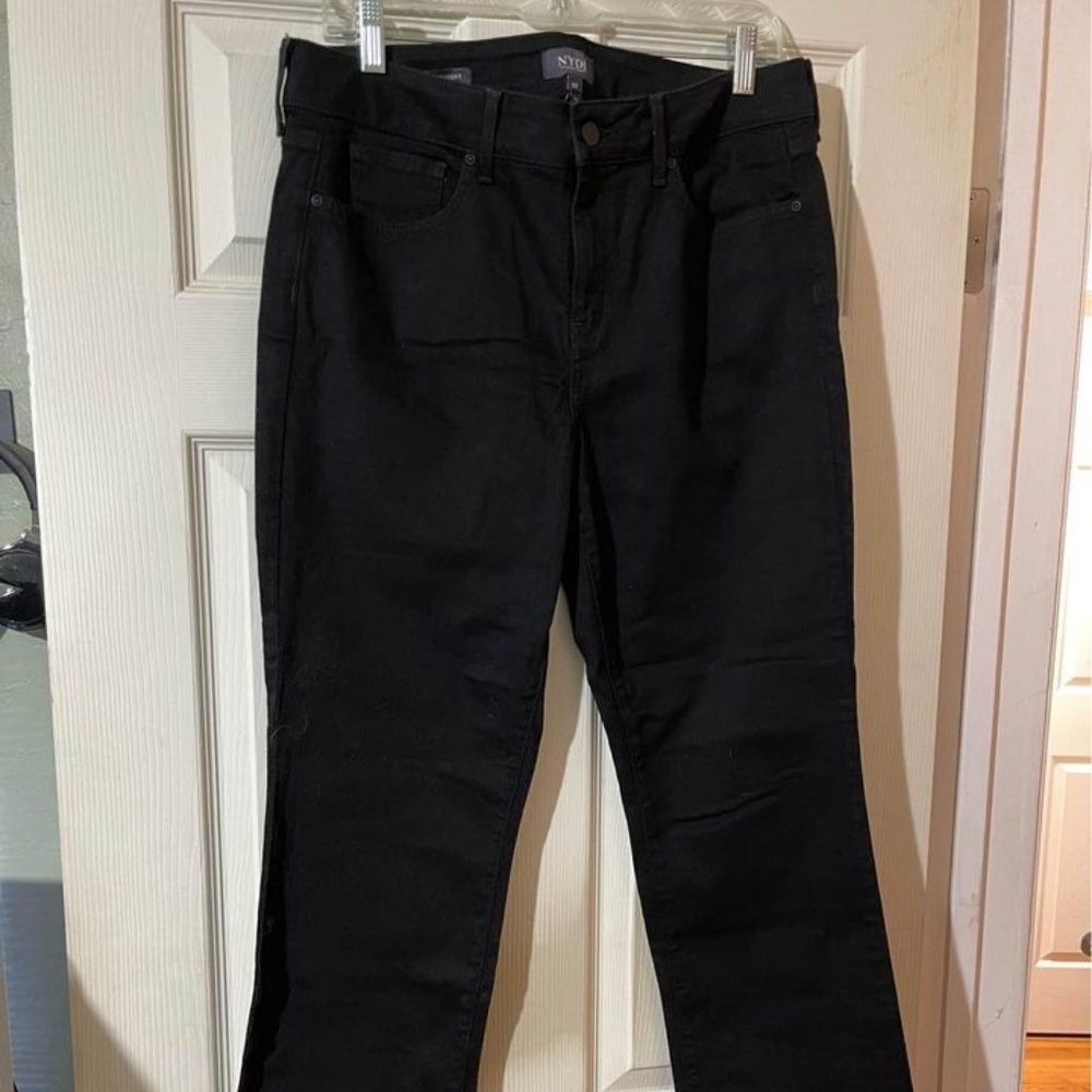 NYDJ Jeans Womens Black Denim Straight Leg Lift Tuck Technology